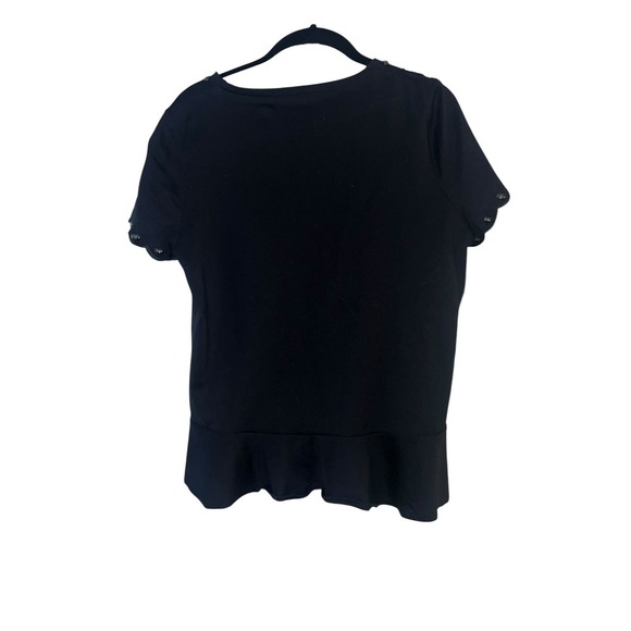 Minimalist Black Ruffled Top with Jeweled Collar  Kate Spade, Sz m - Picture 3 of 6